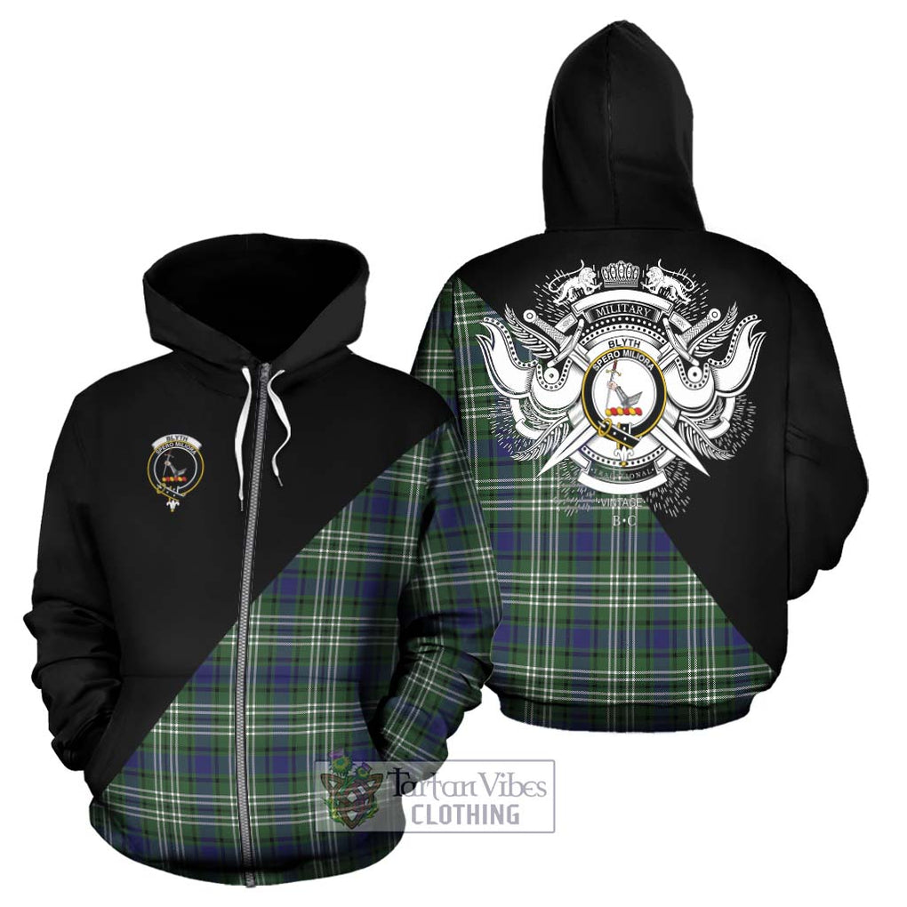 Blyth Tartan Hoodie with Family Crest and Military Logo Style - Tartan Vibes Clothing