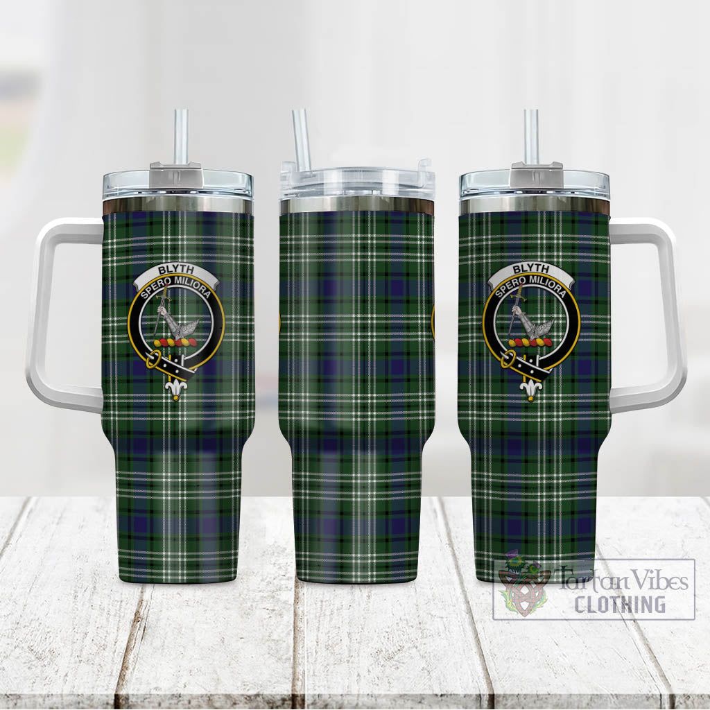 Tartan Vibes Clothing Blyth Tartan and Family Crest Tumbler with Handle