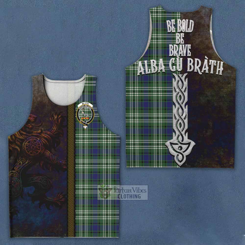 Tartan Vibes Clothing Blyth Tartan Family Crest Men's Tank Top Alba Gu Brath Be Brave Lion Ancient Style