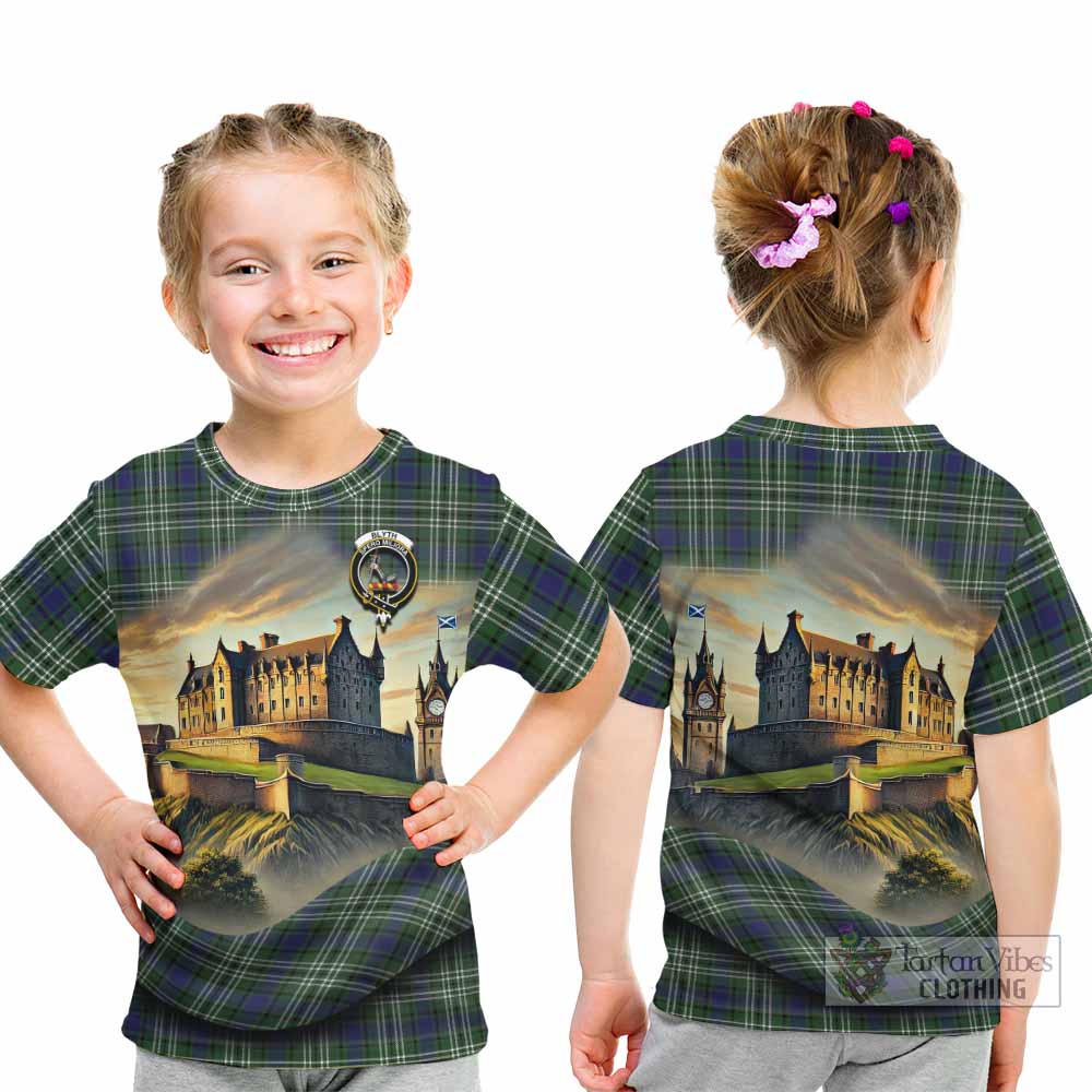 Tartan Vibes Clothing Blyth Tartan Family Crest Kid T-Shirt with Scottish Ancient Castle Style
