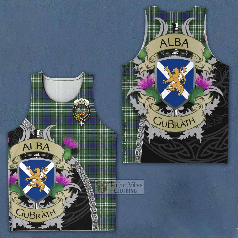 Tartan Vibes Clothing Blyth Tartan Family Crest Men's Tank Top Lion Rampant Royal Thistle Shield Celtic Inspired