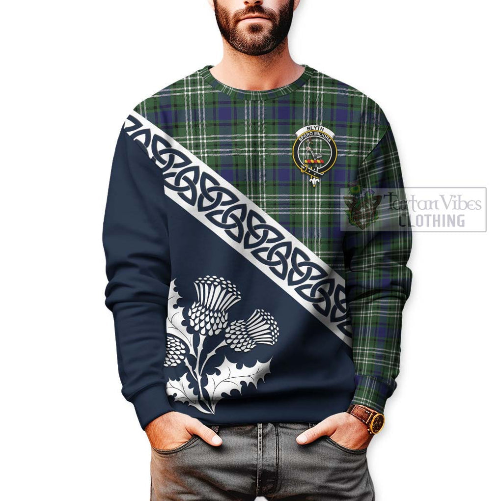 Blyth Tartan Sweatshirt Featuring Thistle and Scotland Map - Tartan Vibes Clothing