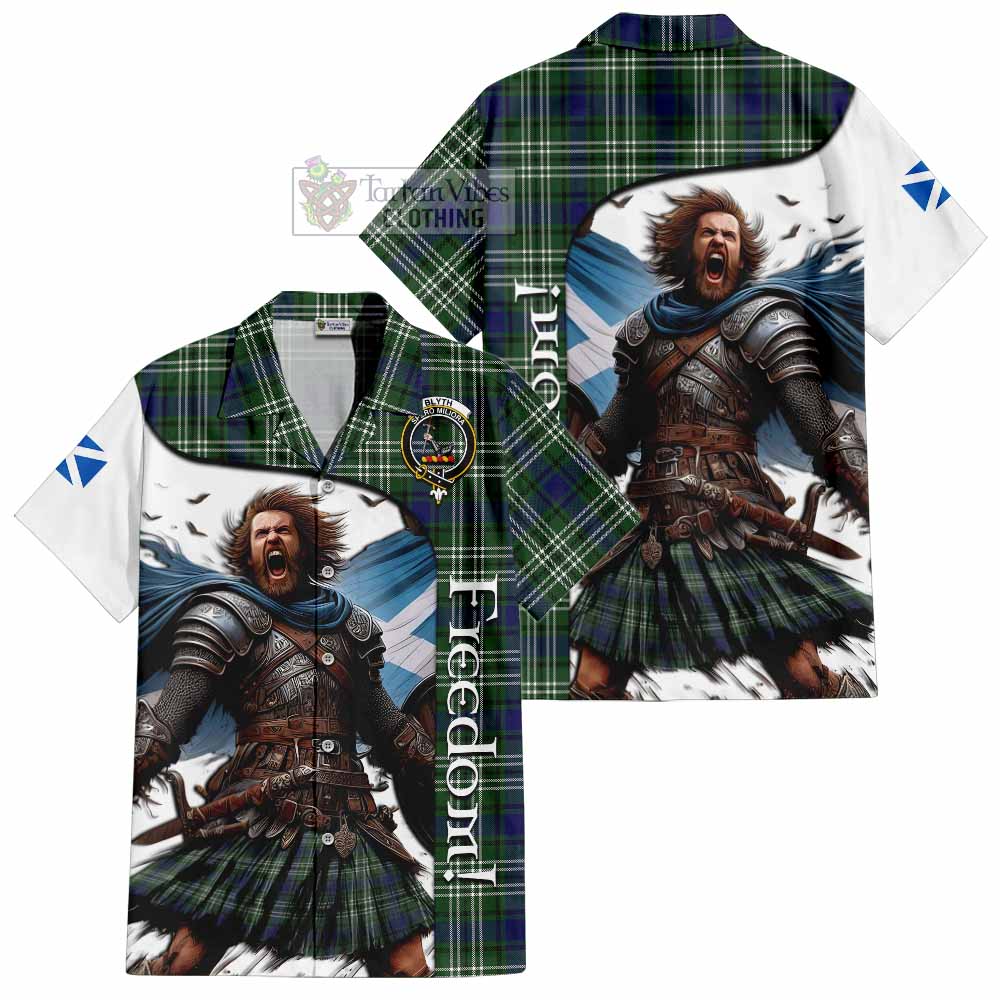 Tartan Vibes Clothing Blyth Crest Tartan Short Sleeve Button Shirt Inspired by the Freedom of Scottish Warrior