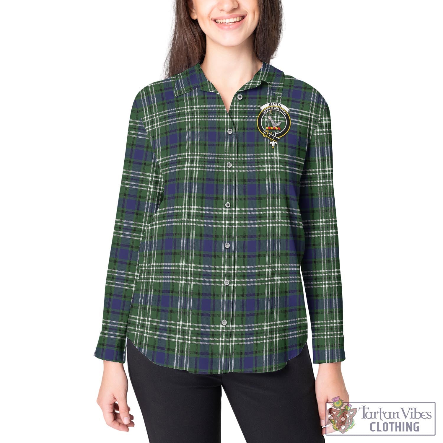 Blyth Tartan Women's Casual Shirt with Family Crest - Tartan Vibes Clothing