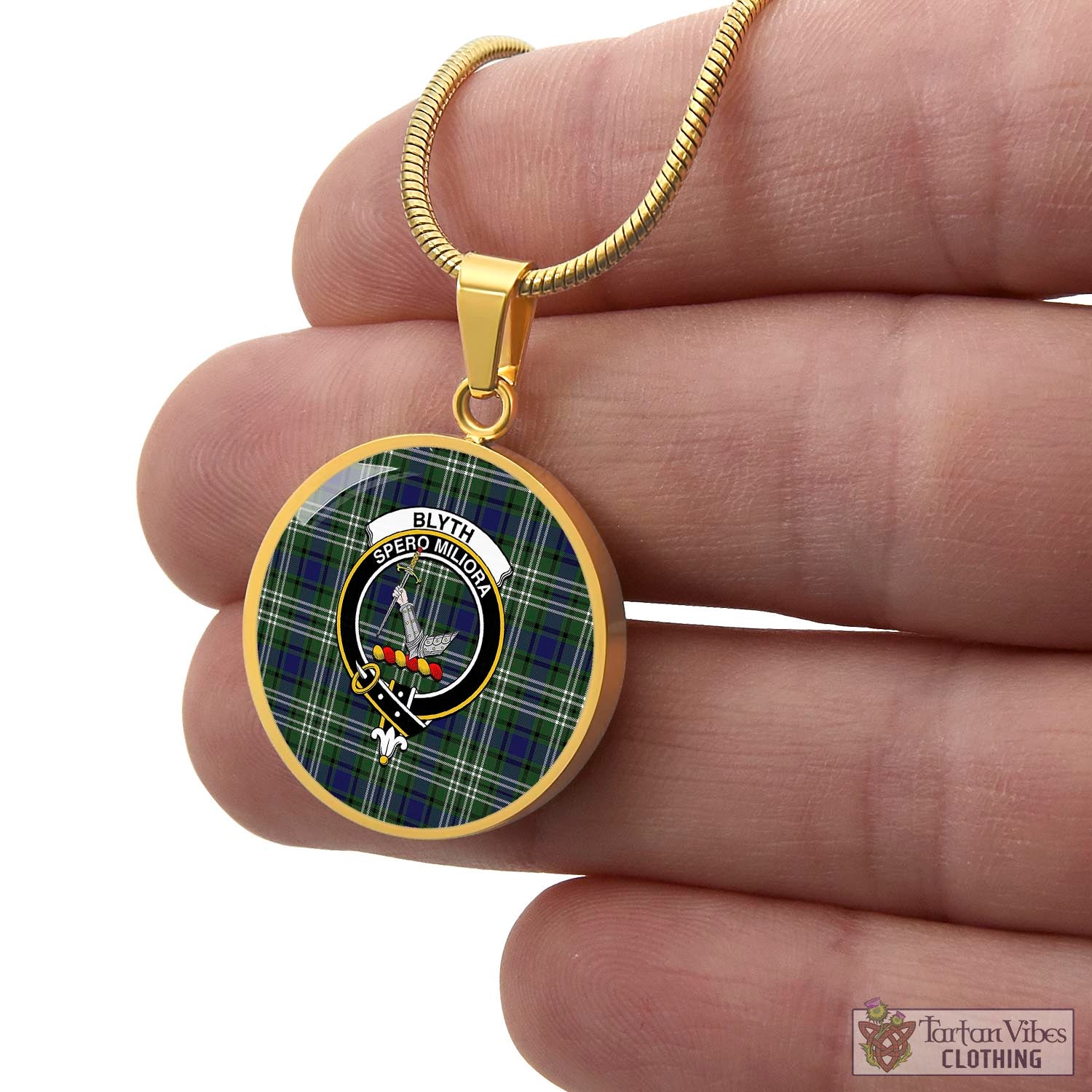 Tartan Vibes Clothing Blyth Tartan Circle Necklace with Family Crest