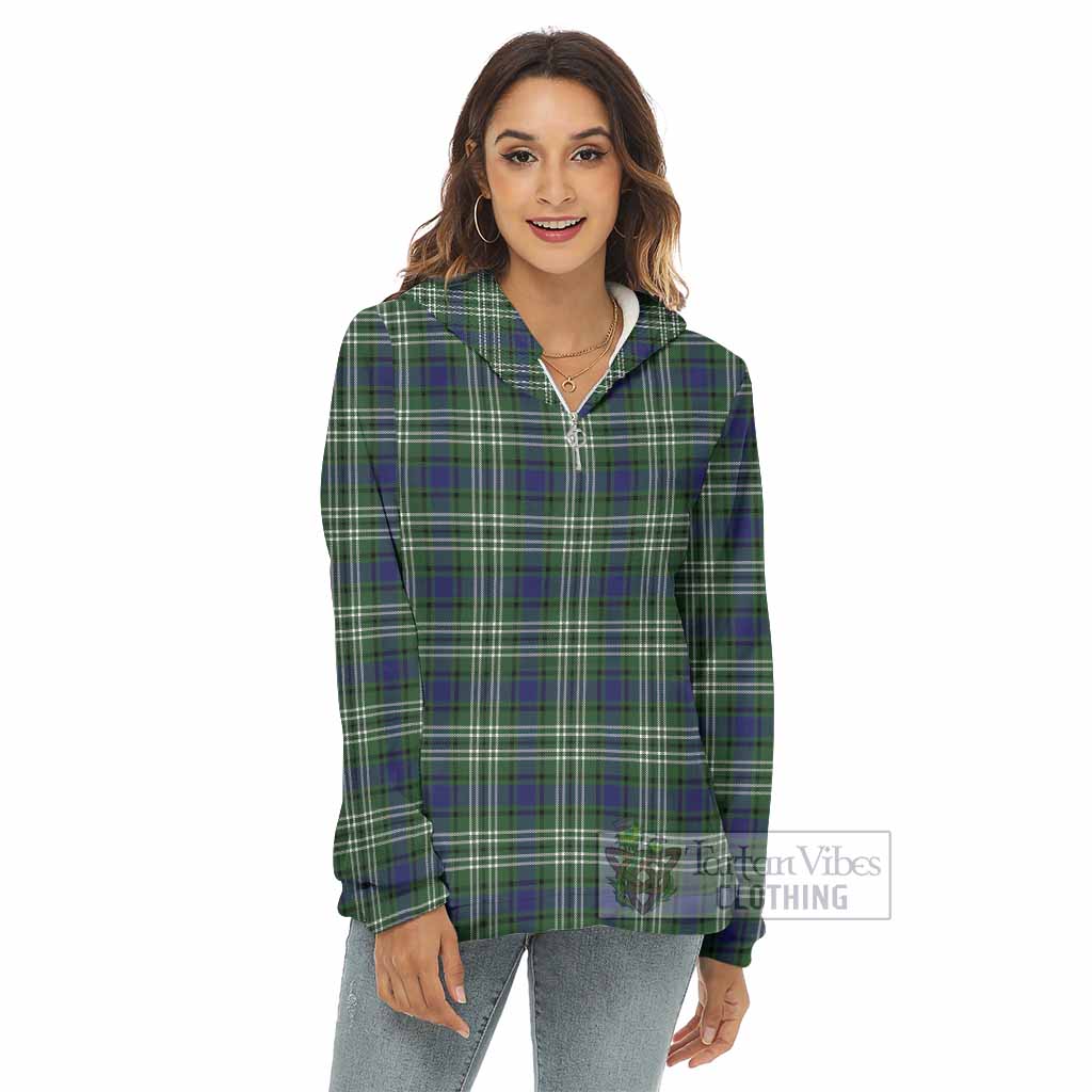 Tartan Vibes Clothing Blyth Tartan Women's Borg  Half Zip Fleece Hoodie