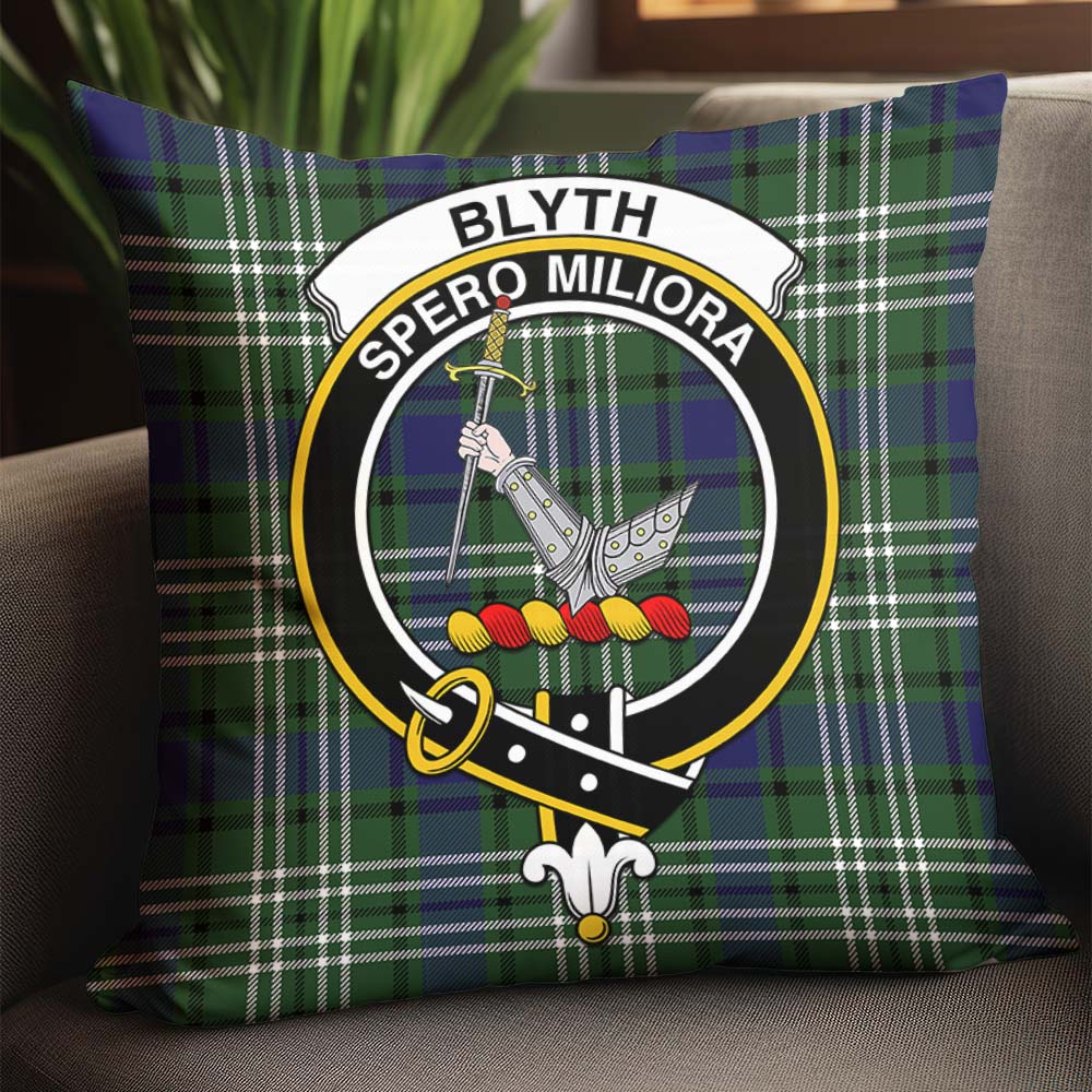 Blyth Tartan Pillow Cover with Family Crest - Tartan Vibes Clothing