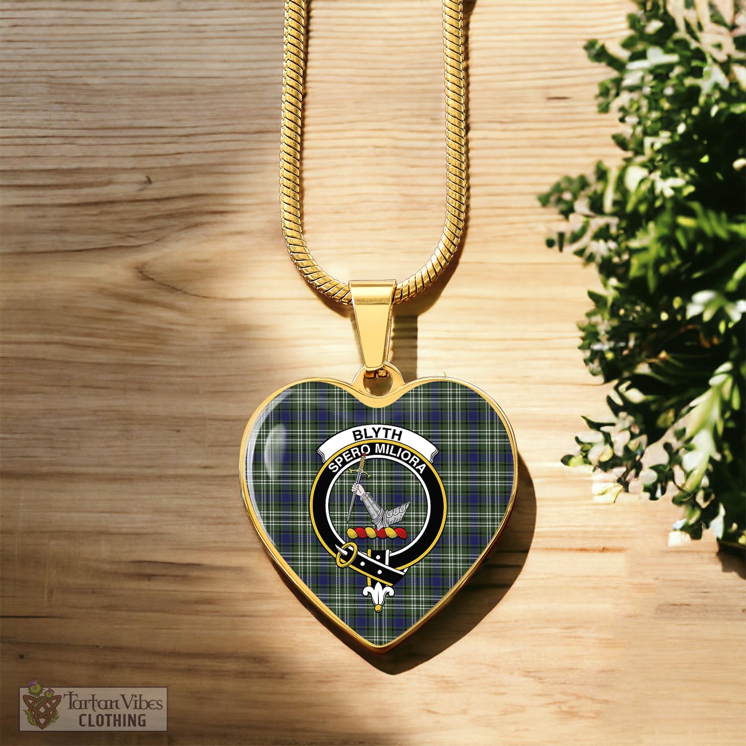 Blyth Tartan Heart Necklace with Family Crest Luxury Necklace (Gold) No - Tartan Vibes Clothing