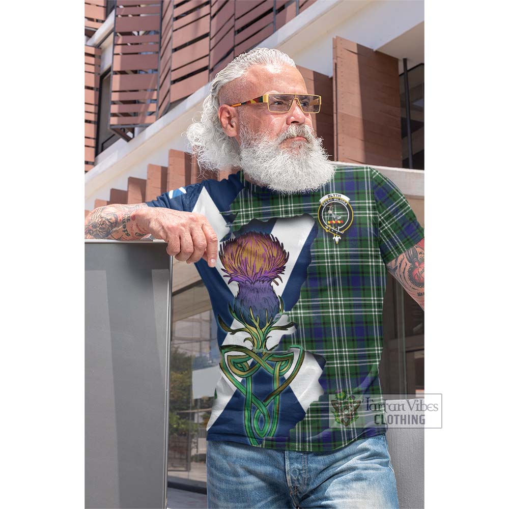 Tartan Vibes Clothing Blyth Tartan Family Crest Cotton T-shirt Scottish Thistle Celtic Inspired