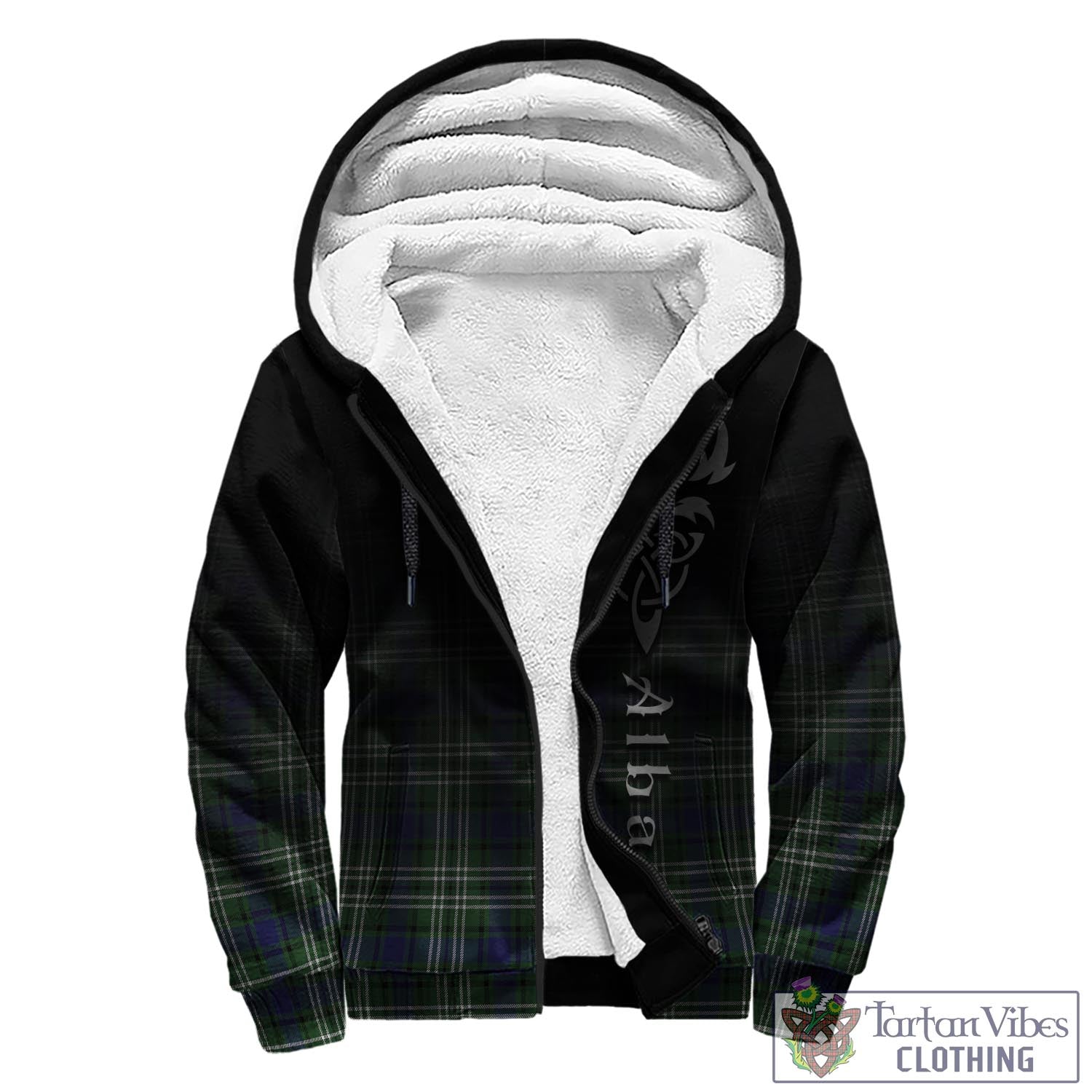 Blyth Tartan Sherpa Hoodie Featuring Alba Gu Brath Family Crest Celtic Inspired - Tartan Vibes Clothing