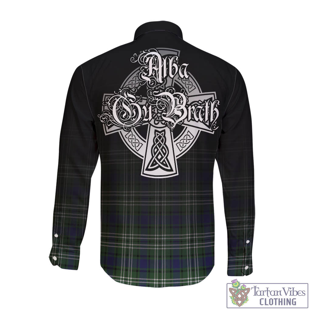 Tartan Vibes Clothing Blyth Tartan Long Sleeve Button Up Featuring Alba Gu Brath Family Crest Celtic Inspired
