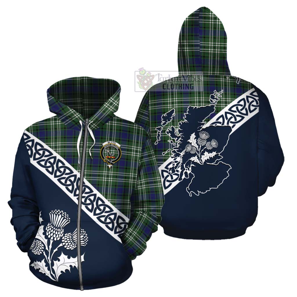 Blyth Tartan Cotton Hoodie Featuring Thistle and Scotland Map - Tartan Vibes Clothing