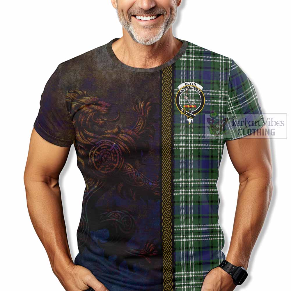 Blyth Tartan Family Crest T-Shirt Alba Gu Brath Be Brave Lion Ancient Style - Tartan Vibes Clothing