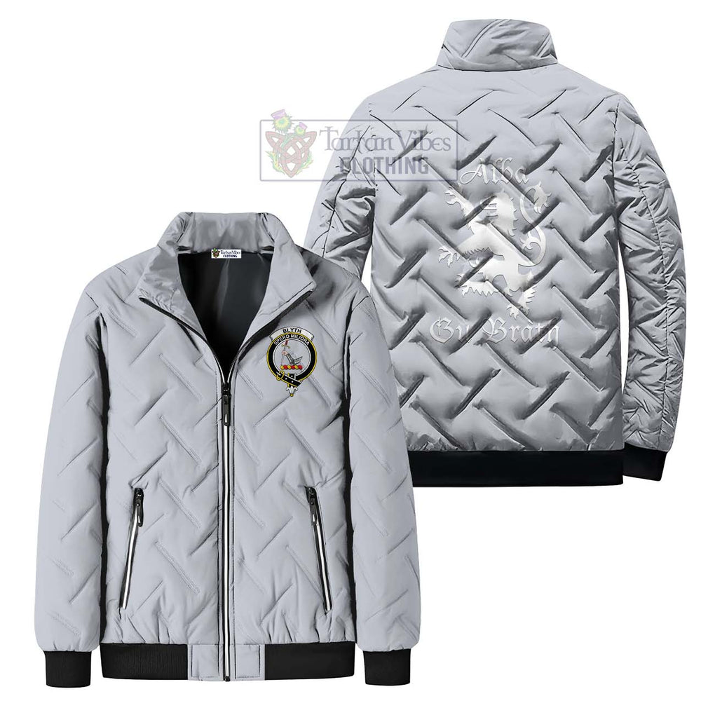 Blyth Family Crest Padded Cotton Jacket Lion Rampant Alba Gu Brath Style - 2D-tartanvibesclothing
