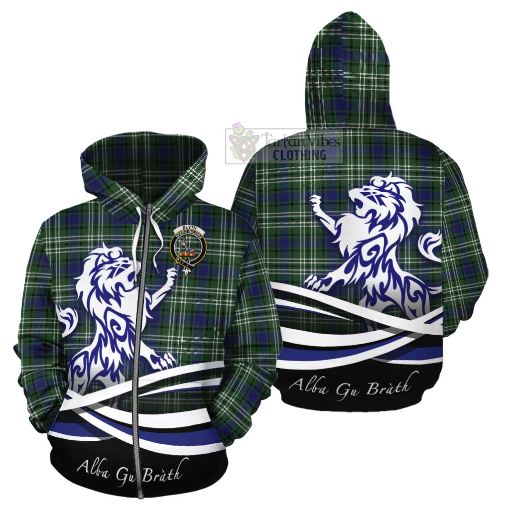 Blyth Tartan Cotton Hoodie with Alba Gu Brath Regal Lion Emblem - Tartan Vibes Clothing