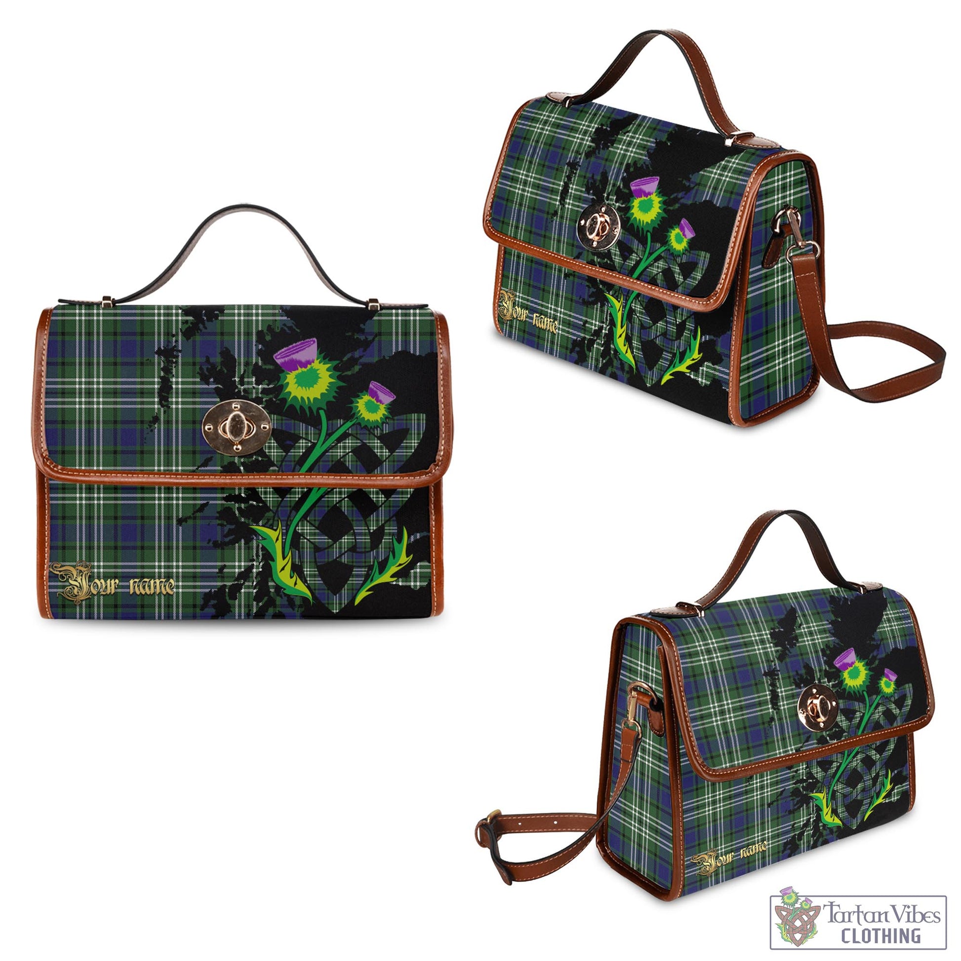 Tartan Vibes Clothing Blyth Tartan Waterproof Canvas Bag with Scotland Map and Thistle Celtic Accents