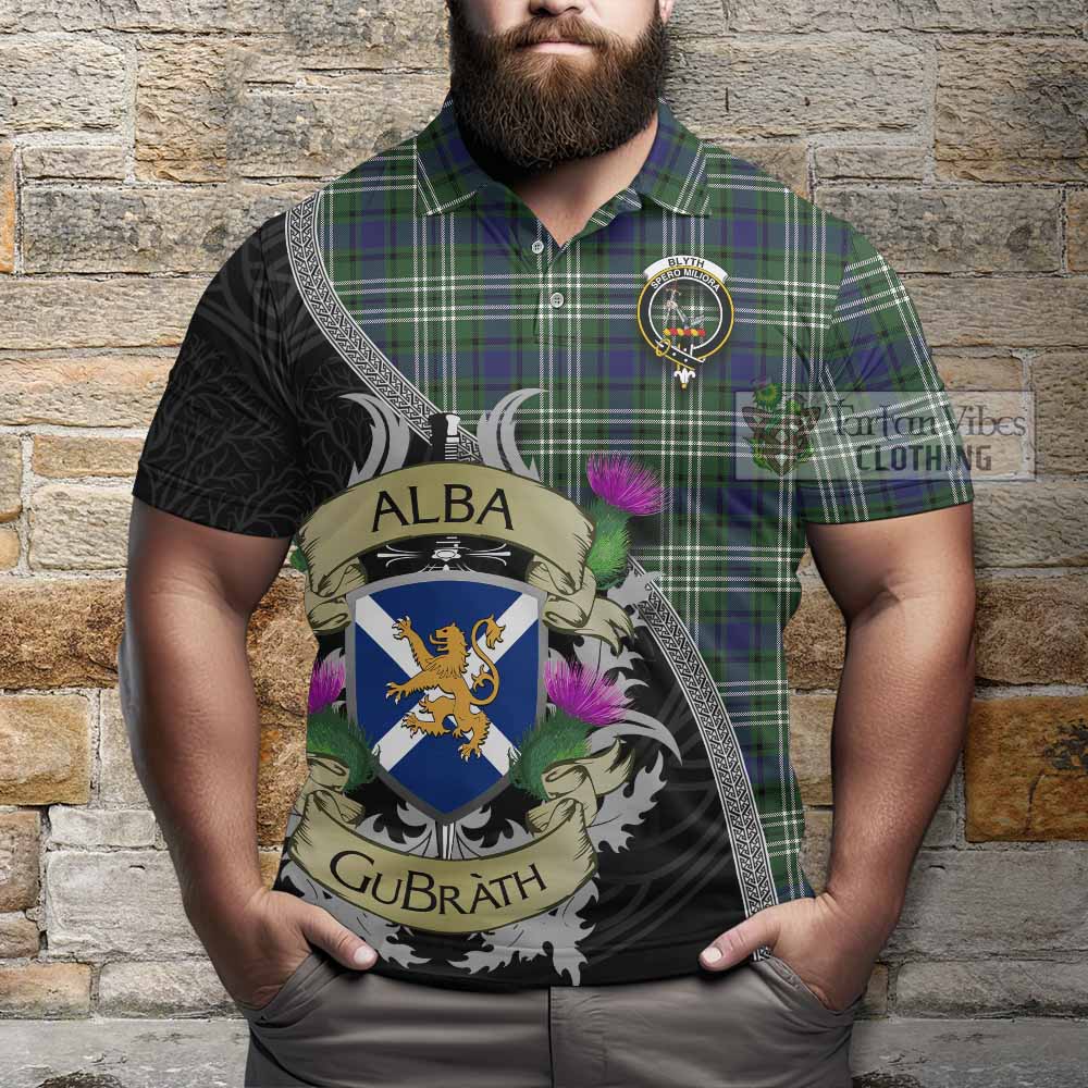 Blyth Tartan Family Crest Polo Shirt Lion Rampant Royal Thistle Shield Celtic Inspired - Tartan Vibes Clothing