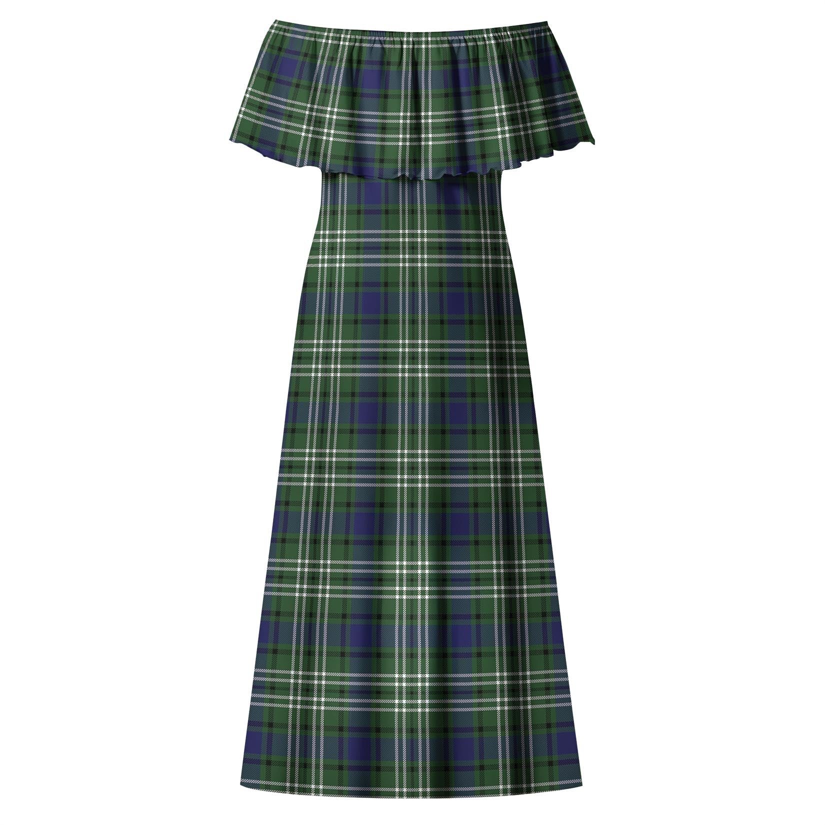 Blyth Tartan Off Shoulder Long Dress - Tartan Vibes Clothing