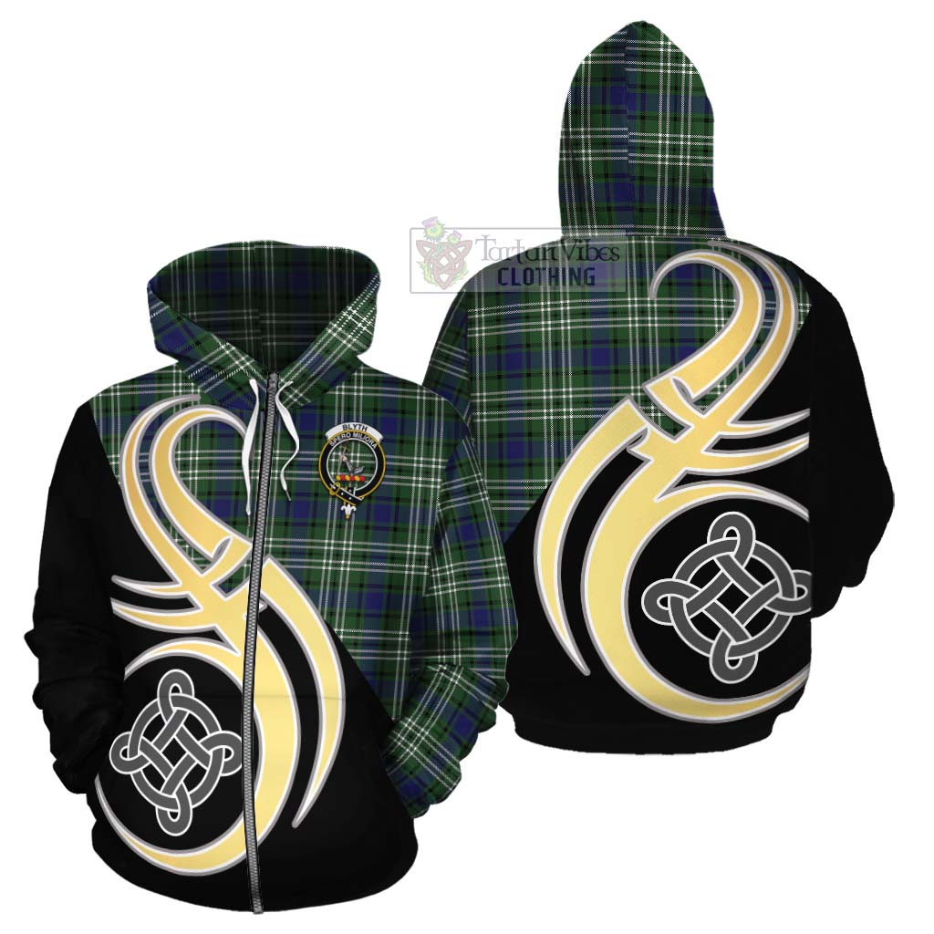 Blyth Tartan Cotton Hoodie with Family Crest and Celtic Symbol Style - Tartan Vibes Clothing