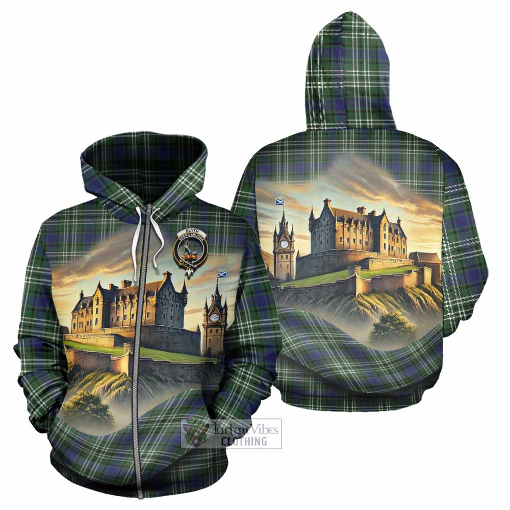 Blyth Tartan Family Crest Hoodie with Scottish Ancient Castle Style Zip Hoodie - Tartan Vibes Clothing