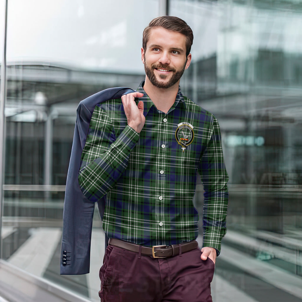 Blyth Tartan Long Sleeve Button Up Shirt with Family Crest - Tartan Vibes Clothing