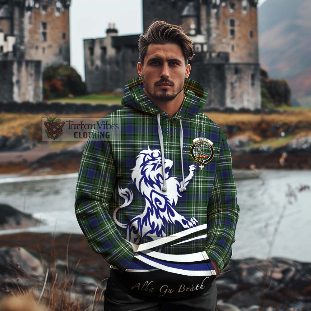 Blyth Tartan Cotton Hoodie with Alba Gu Brath Regal Lion Emblem - Tartan Vibes Clothing