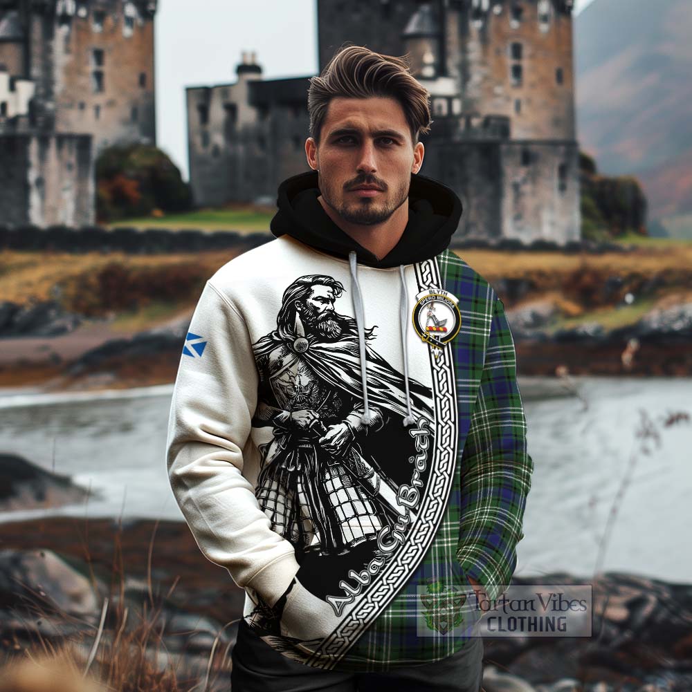 Blyth Tartan Clan Crest Cotton Hoodie with Highlander Warrior Celtic Style - Tartan Vibes Clothing
