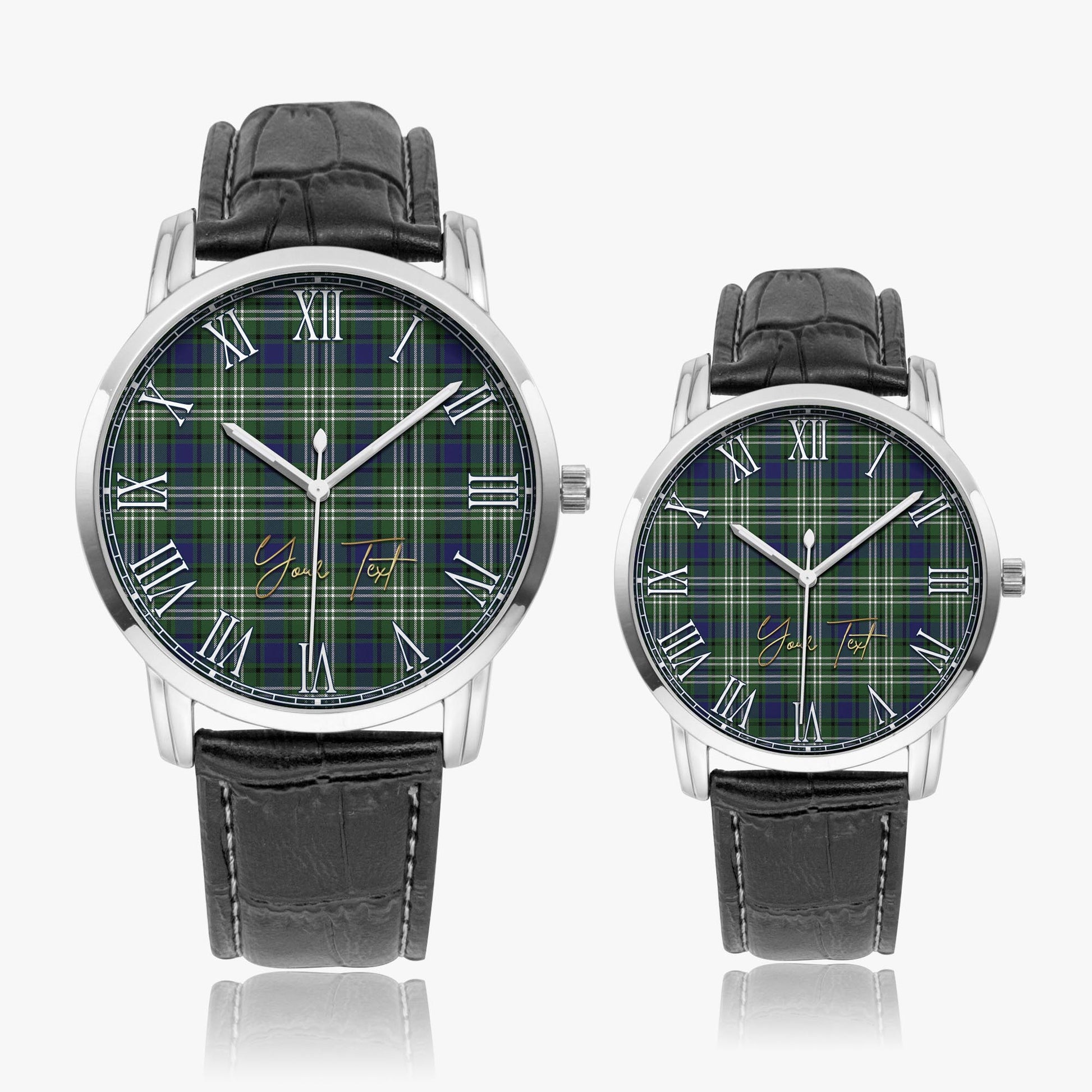Blyth Tartan Personalized Your Text Leather Trap Quartz Watch - Tartan Vibes Clothing