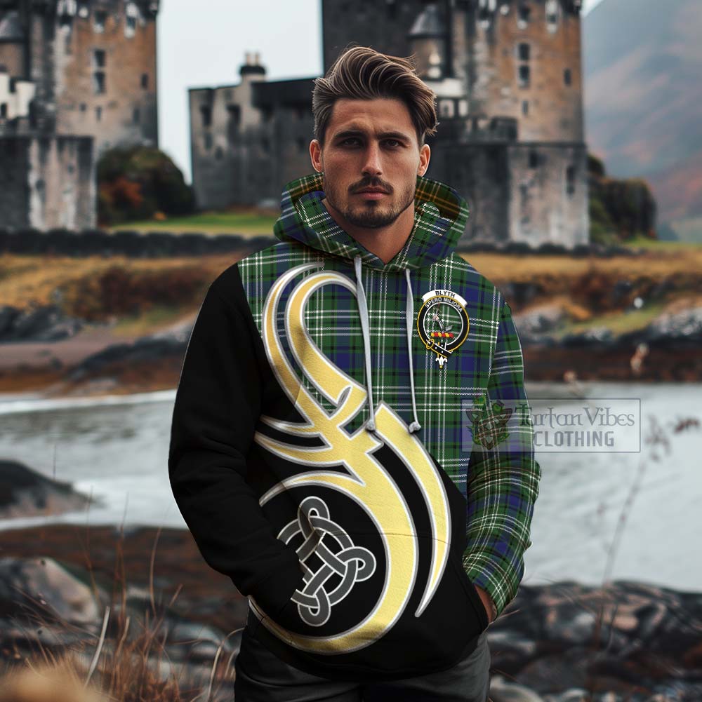 Blyth Tartan Cotton Hoodie with Family Crest and Celtic Symbol Style - Tartan Vibes Clothing