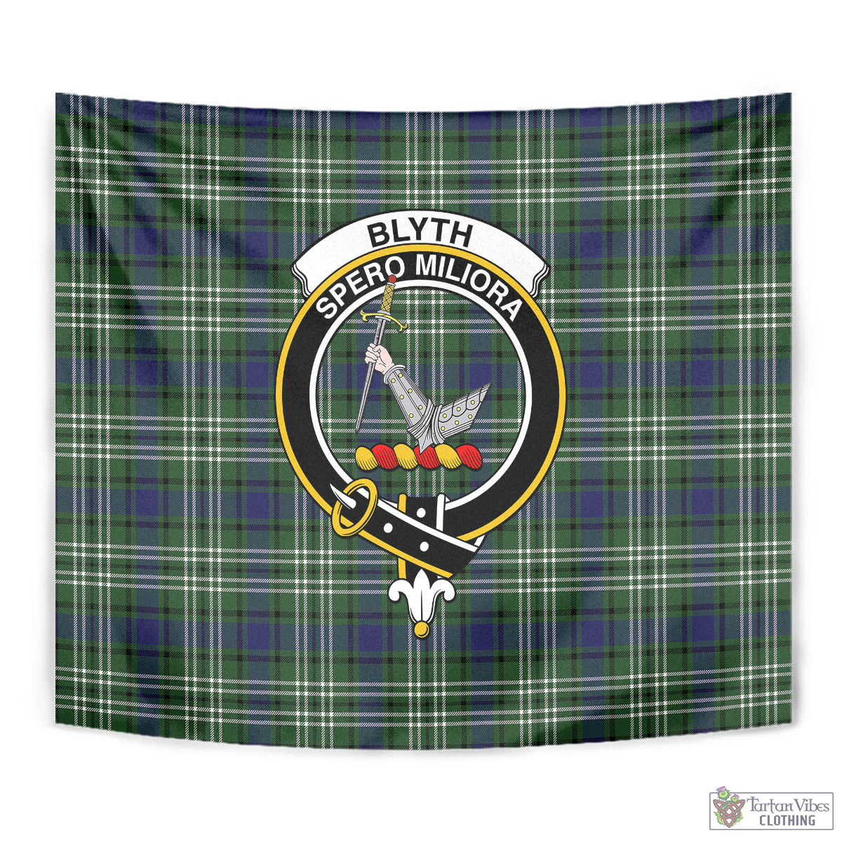 Tartan Vibes Clothing Blyth Tartan Tapestry Wall Hanging and Home Decor for Room with Family Crest