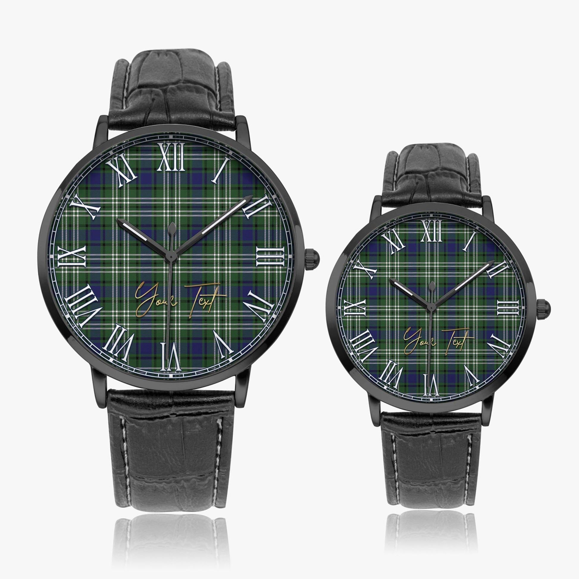 Blyth Tartan Personalized Your Text Leather Trap Quartz Watch - Tartan Vibes Clothing