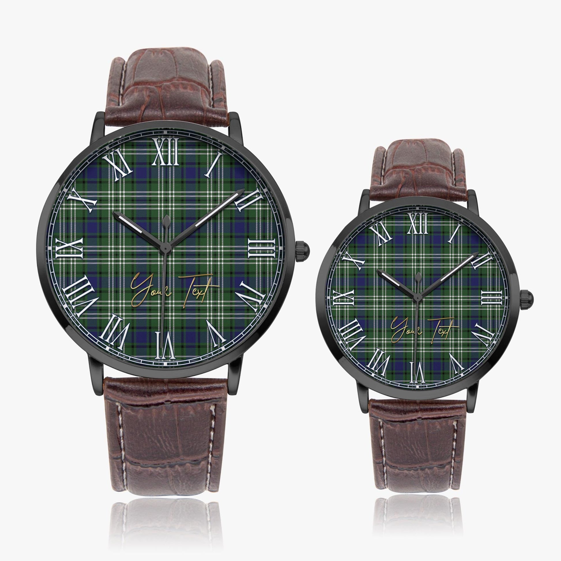 Blyth Tartan Personalized Your Text Leather Trap Quartz Watch - Tartan Vibes Clothing