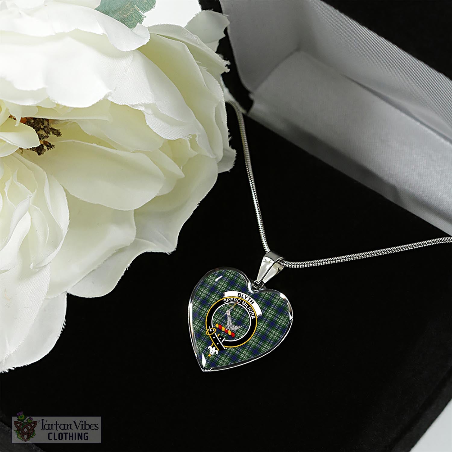 Blyth Tartan Heart Necklace with Family Crest - Tartan Vibes Clothing