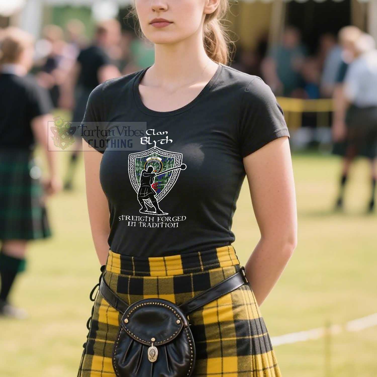 Blyth Clan Crest Highland Games T Shirt Strength Forged In Tradition - Tartan Vibes Clothing