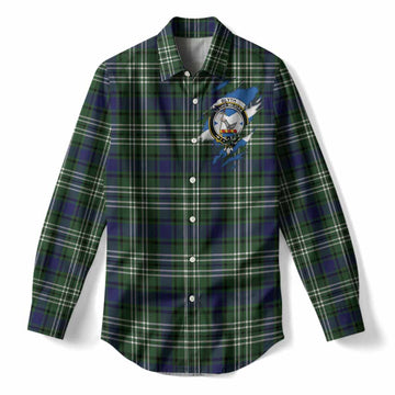 Blyth Clan Crest In Me Tartan Women Casual Shirt Scotland Flag Style