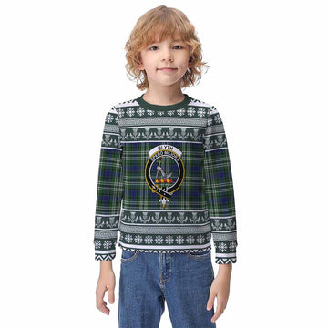 Blyth Clan Tartan Christmas Kid Ugly Sweatshirt with Family Crest - Tartan Vibes Clothing