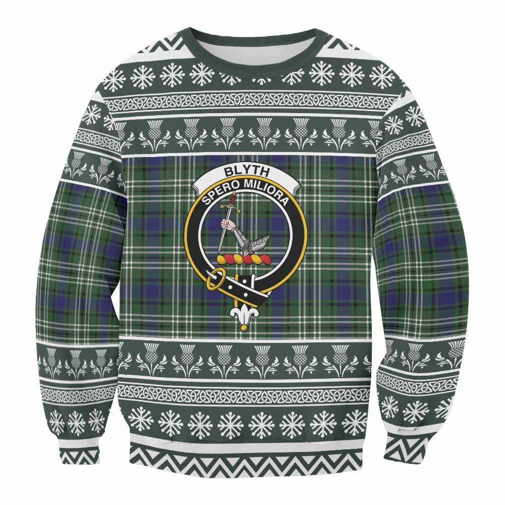Blyth Clan Tartan Christmas Sweatshirt with Family Crest - Tartan Vibes Clothing