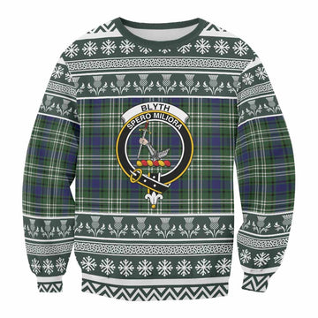 Blyth Clan Tartan Christmas Sweatshirt with Family Crest - Tartan Vibes Clothing