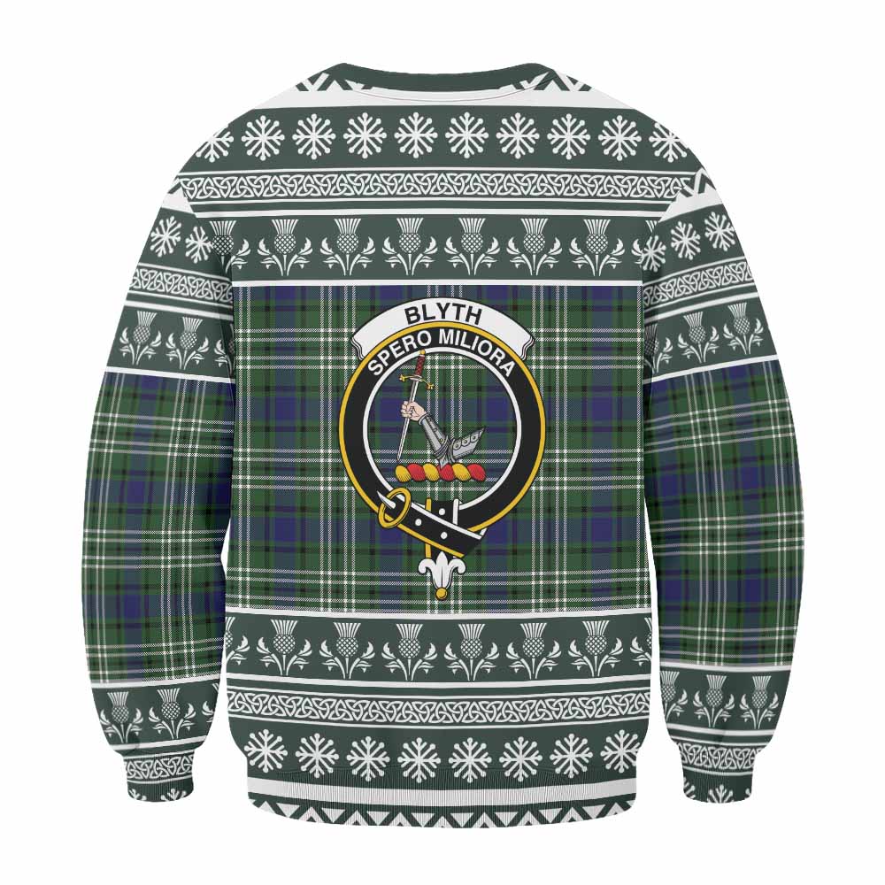 Blyth Clan Tartan Christmas Sweatshirt with Family Crest - Tartan Vibes Clothing