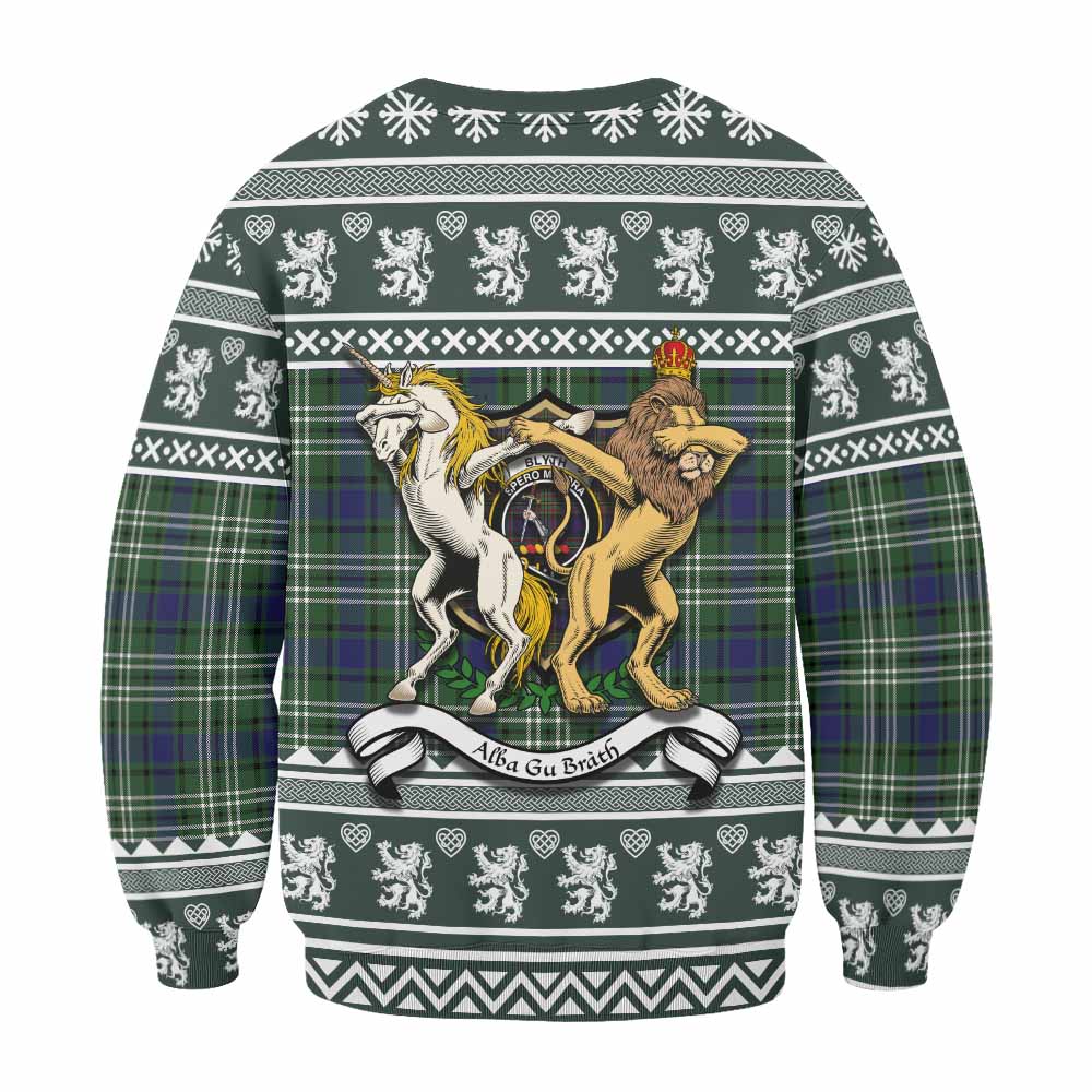Blyth Clan Tartan Crest Christmas Sweatshirt Coat of Arms Funny Style - Tartan Vibes Clothing