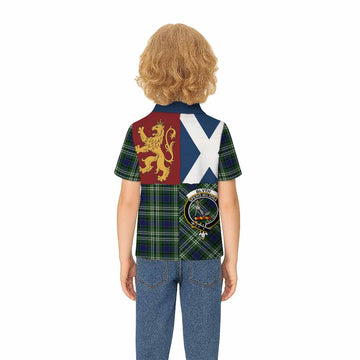 Blyth Crest Tartan Kid Polo Shirt with Lion Rampant Saltire Style - Tartan Vibes Clothing