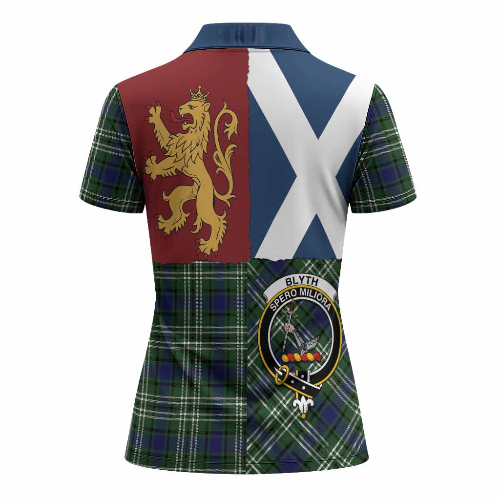 Blyth Crest Tartan Women Polo Shirt with Lion Rampant Saltire Style