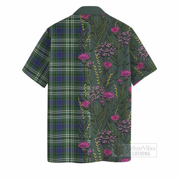 Blyth Family Crest Tartan Hawaiian Shirt Scottish Thistle Flower Pattern Half Style - Tartan Vibes Clothing