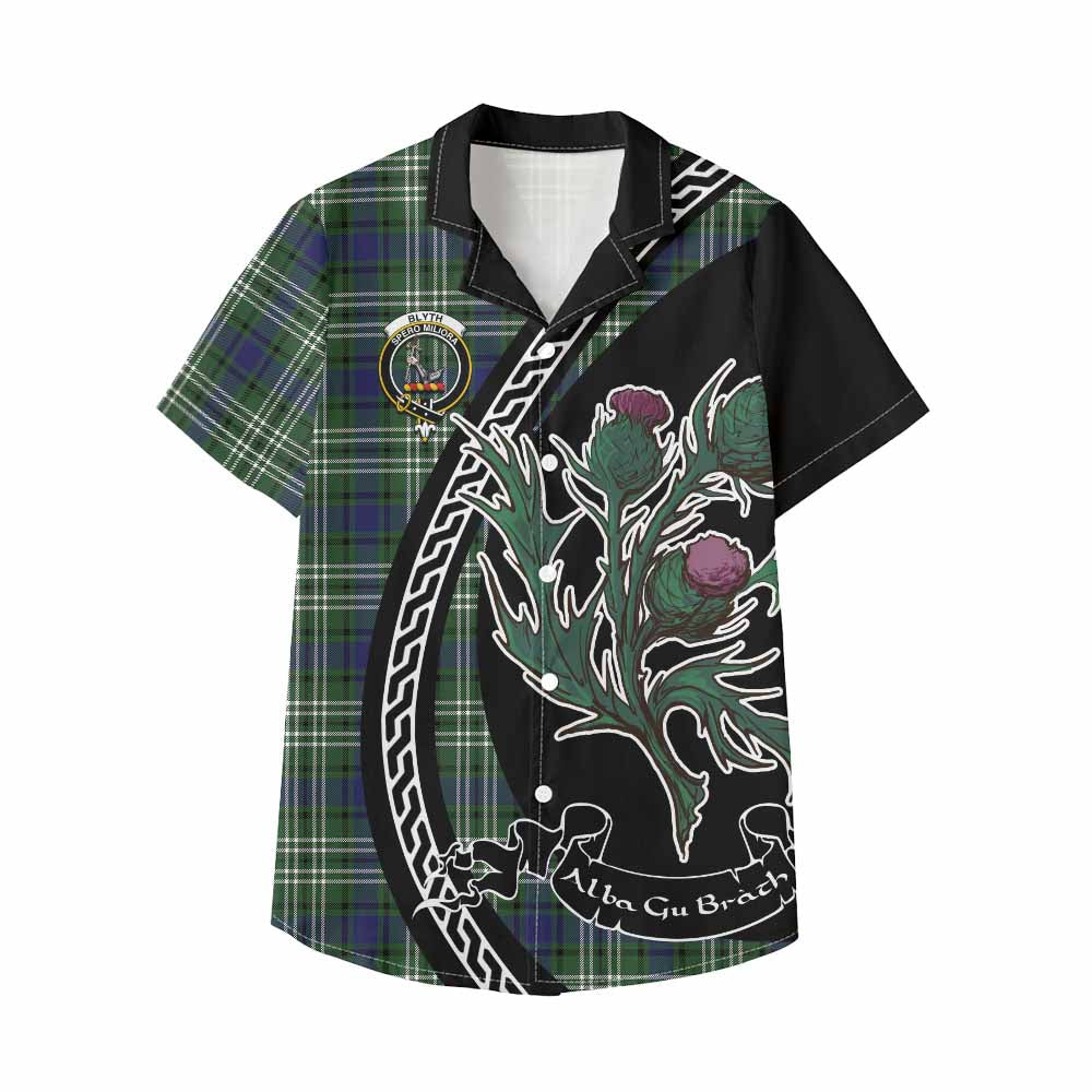 Blyth Family Crest Tartan Kid Hawaiian Shirt Alba Thistle Inspired - Tartan Vibes Clothing