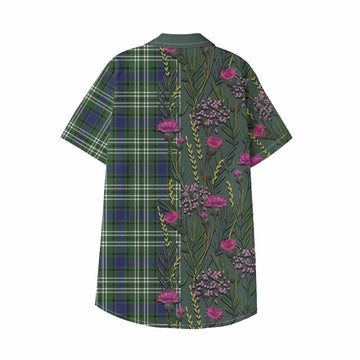 Blyth Family Crest Tartan Kid Hawaiian Shirt Scottish Thistle Flower Pattern Half Style - Tartan Vibes Clothing