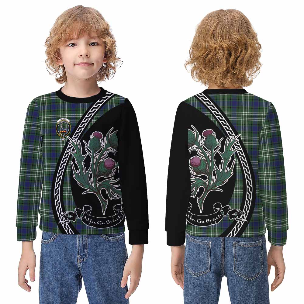 Blyth Family Crest Tartan Kid Knitted Sweatshirt Alba Thistle Inspired - Tartan Vibes Clothing