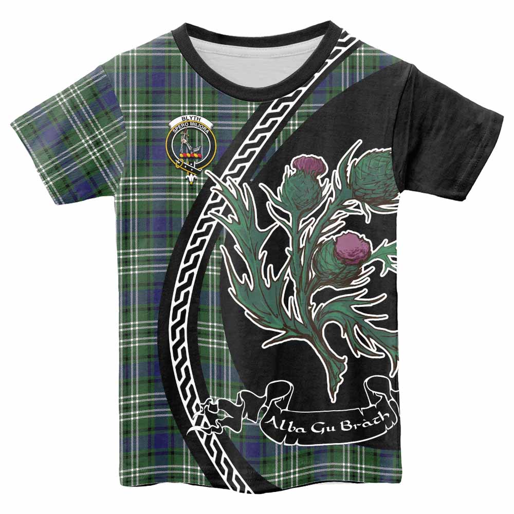 Blyth Family Crest Tartan Kid T-shirt Alba Thistle Inspired - Tartan Vibes Clothing