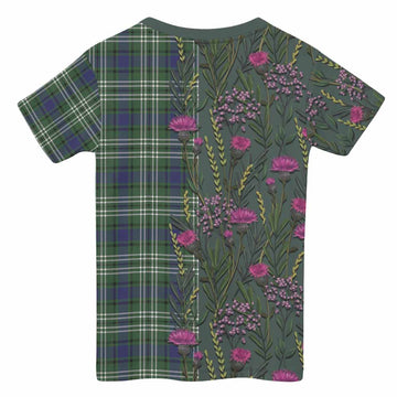 Blyth Family Crest Tartan Kid T-shirt Scottish Thistle Flower Pattern Half Style - Tartan Vibes Clothing
