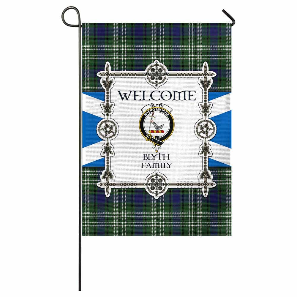 Blyth Family Crest Tartan Welcome Garden Flag Saltire Harmony Style - Tartan Vibes Clothing