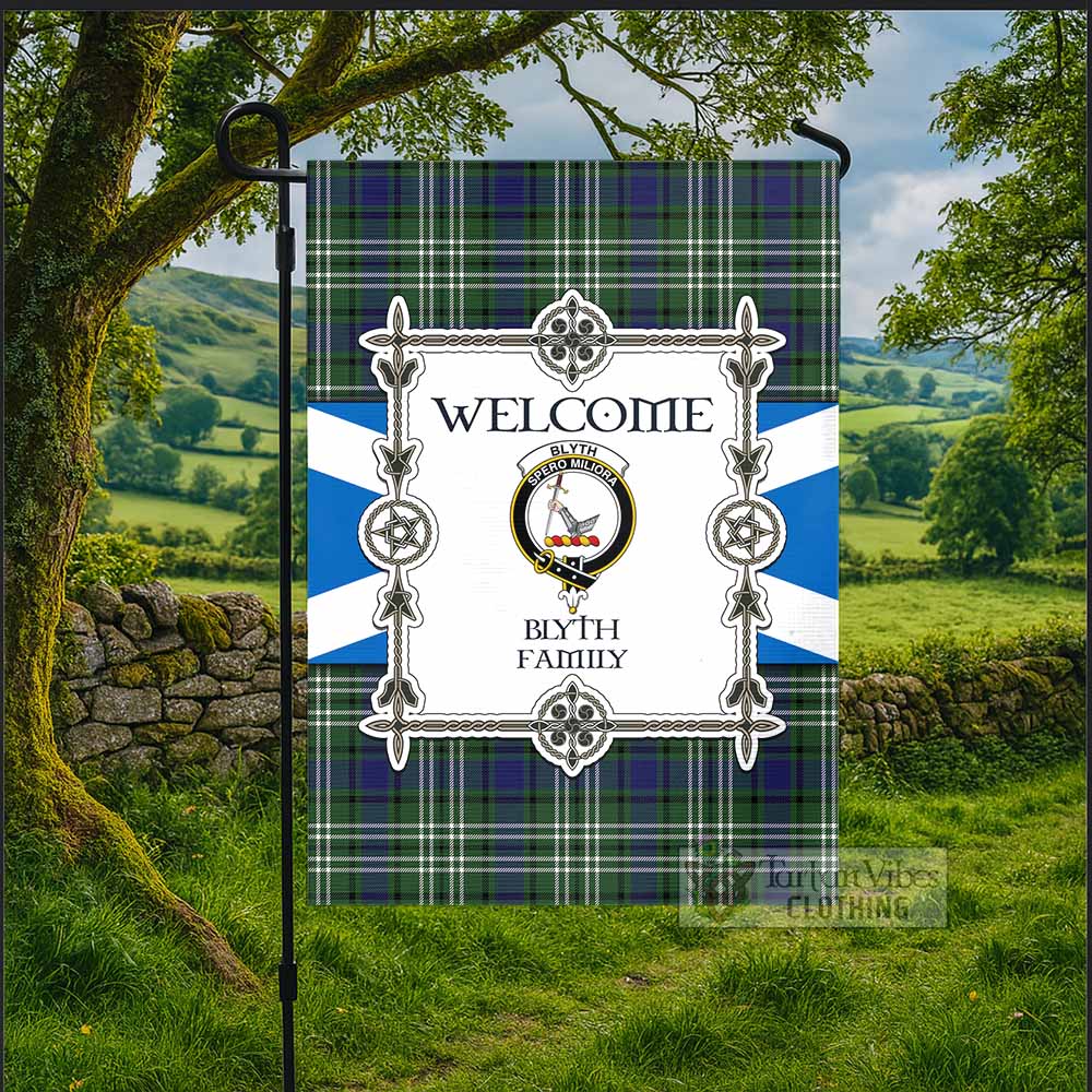 Blyth Family Crest Tartan Welcome Garden Flag Saltire Harmony Style - Tartan Vibes Clothing